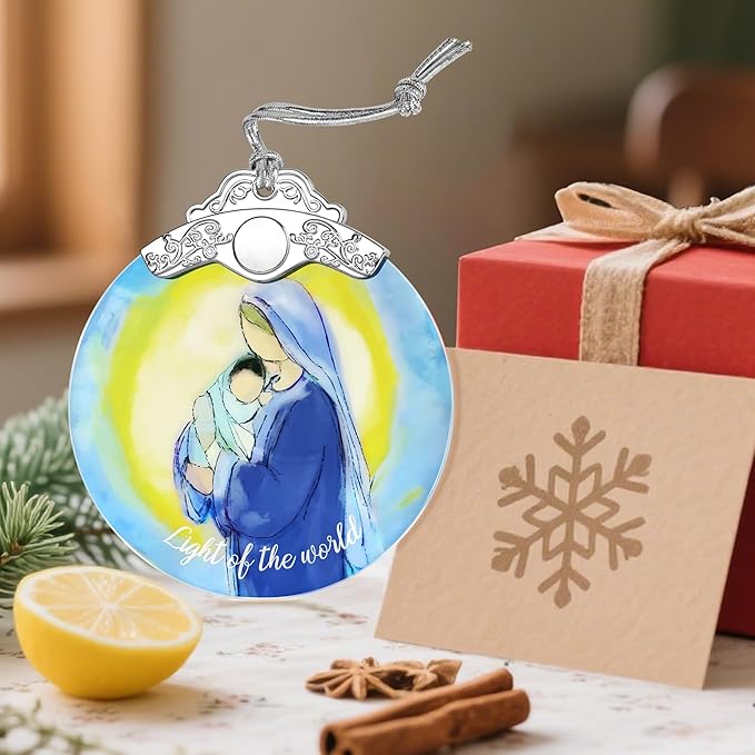 Religious Ornament, Stained Glass Christmas Decor, Christmas Ornaments for Tree, Holiday Ornament, Religious Gifts, Holiday Party Gifts, Gift Ideas & Christian Gift