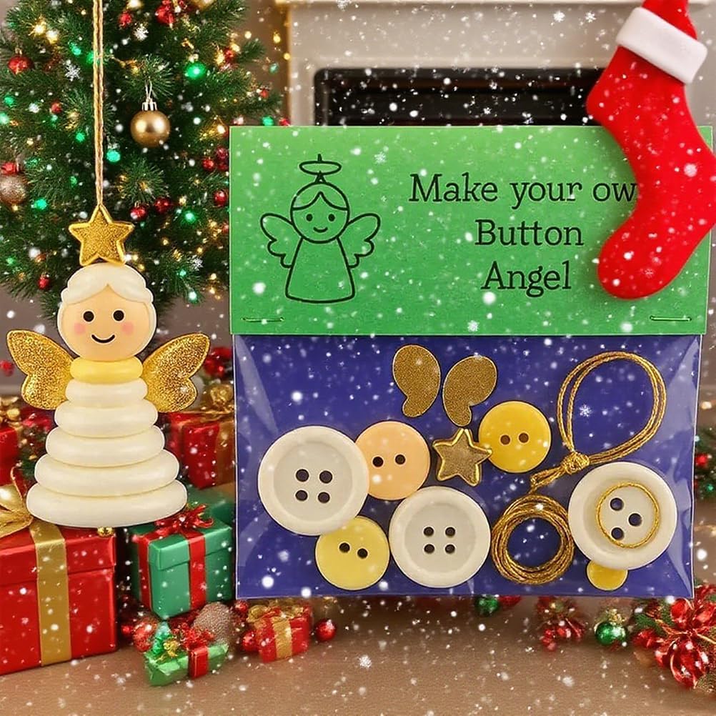 DIY Christmas Button Ornament Making Set - Snowman/Santa/Angel, Fun Holiday Craft Kit for All Ages, Ideal Xmas Tree Hanging Decor & Festive Gifts (Santa Claus 4)