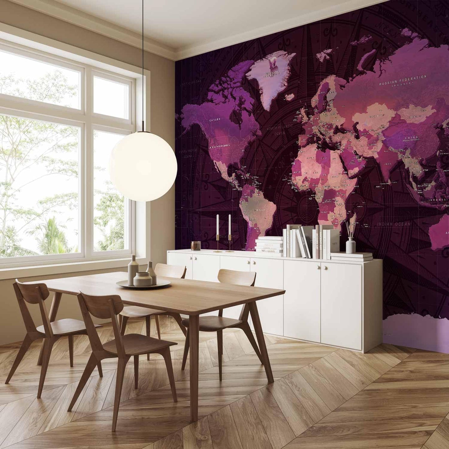 artgeist Wall Mural World Map 77x55 in - XXL Peel and Stick Self-Adhesive Wallpaper Removable Large Sticker Foil Wall Decor Print Picture Image Design Map of The World k-A-0273-a-a