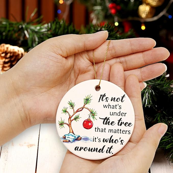 Mini Christmas Tree Ornament for Xmas Decoration Funny Ceramic Christmas Ornament Gifts for Family Friends Bestie BFF Cute Small Xmas Decorated Hanging Under The Trees Ornaments 2025