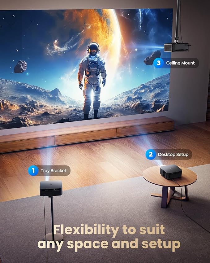 【1200 ANSI/Google TV/4K Supported 】Smart Projector with WiFi & Bluetooth, Outdoor & Home Movie Projectors with Voice Control,Auto Focus & Keystone,Compatible with Netflix Proyector WiMiUS K13 Black