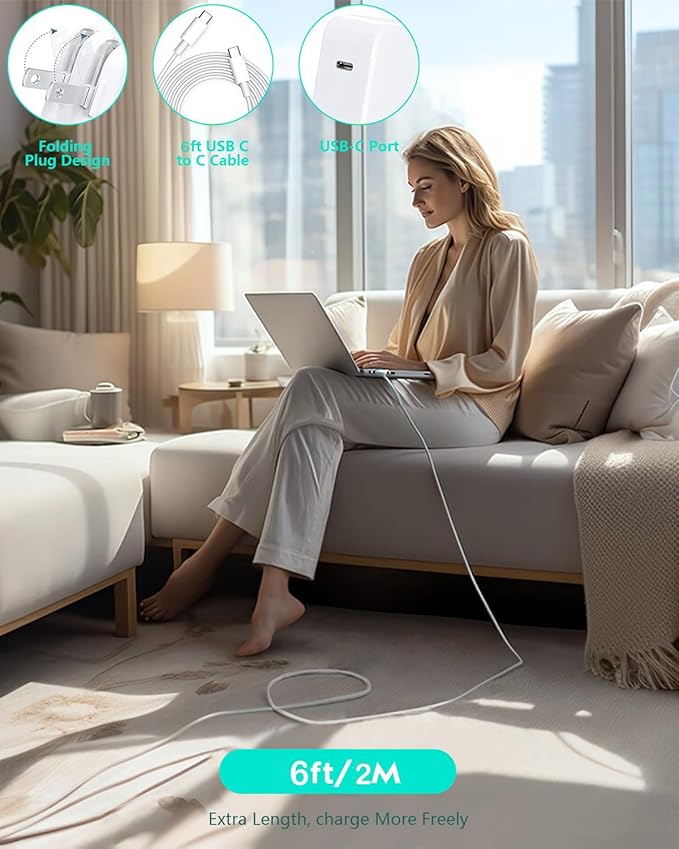 Macbook Pro Charge,140w Fast Mac book Air/Pro Charger With 6FT Fast Charger USB C to C Cable Cord For Apple MacBook Pro/MacBook Air 16 15 14 13 Inch,M1 M2 M3,iPad Pro,Samsung Galaxy & All USB C Device