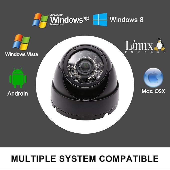 MMlove USB Dome Camera 720P 30FPS Waterproof Night Vision Camera with IR Cut & IR LED,USB Surveillance Security Camera Plug&Play Outdoor/Indoor Metal Housing PC Webcam