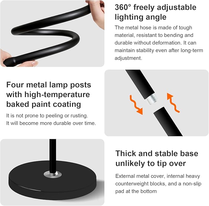 Bright LED Floor Lamps Remote Dimming for Eyelash Extension Tattoo Manicure Craft Drawing Makeup,Living Room Bedroom Office Adjustable Standing Reading Lights Esthetician Decor Supplies Nail lamp