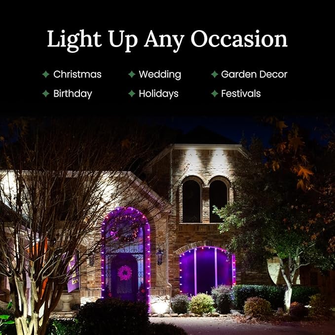 Pro Christmas C9 LED Christmas Light Kit for Rooflines & Pathways – DIY Cut to Length, Outdoor Commercial Grade (White Wire w/Vampire Plugs, 100 Bulbs, 100 ft) Cool White and Red