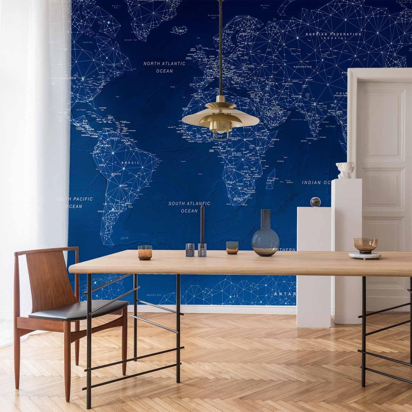 artgeist Premium Wall Mural World Map 157x110 in - XXL Non-Woven Wallpaper Fleece Wall Decor Photo Print Picture Image Design Home Map of The World k-A-0125-a-a