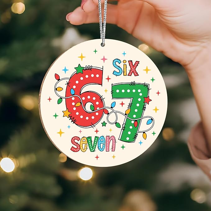 67 Christmas Ornament, 67 Ornaments for Xmas Tree, Funny Christmas Ornaments 2025, 6 7 Meme Ornament for Teens, Six Seven Gifts, Gag Gifts for Teens, Teen Girls Trendy Stuff