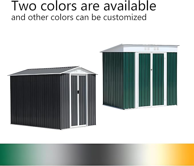 6' x 4' Metal Outdoor Storage Shed, Garden Tool House with 2 Vents and 2 Easy Sliding Doors for Backyard, Patio, Garage, Lawn Metal Storage Shed (Green)