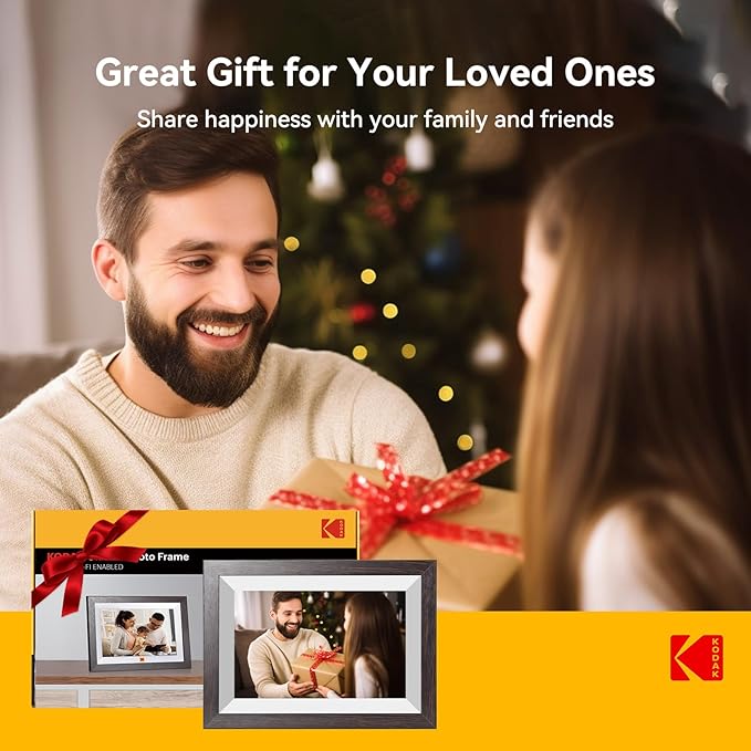 KODAK Digital Picture Frame with WiFi 10.1 inch 1280x800 IPS HD Touch Screen, 32GB Storage Auto-Rotate Wall Mountable Easy Share Photos or Videos, Christmas Birthday for Women