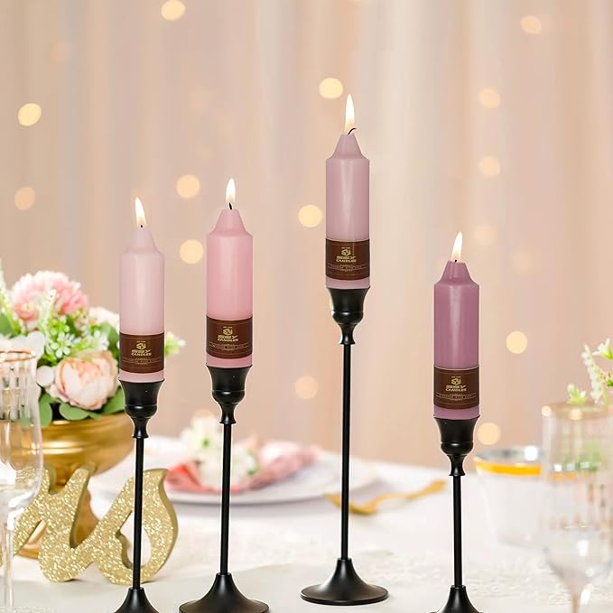 5 Inch Short Taper Candles Unscented Handmade Set of 4 Smokeless Candle Sticks Tapered Candles for Dinner Wedding Yoga Decoration(Gradient Pink)