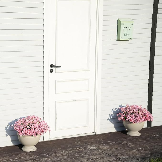 Artificial Flowers for Outdoor Faux Plants for Spring Summer Decoration, UV Resistant Realistic Silk Plastic Fake Flowers Garden Porch Patio Balcony Yard Front Home Decor, 24 Bundles