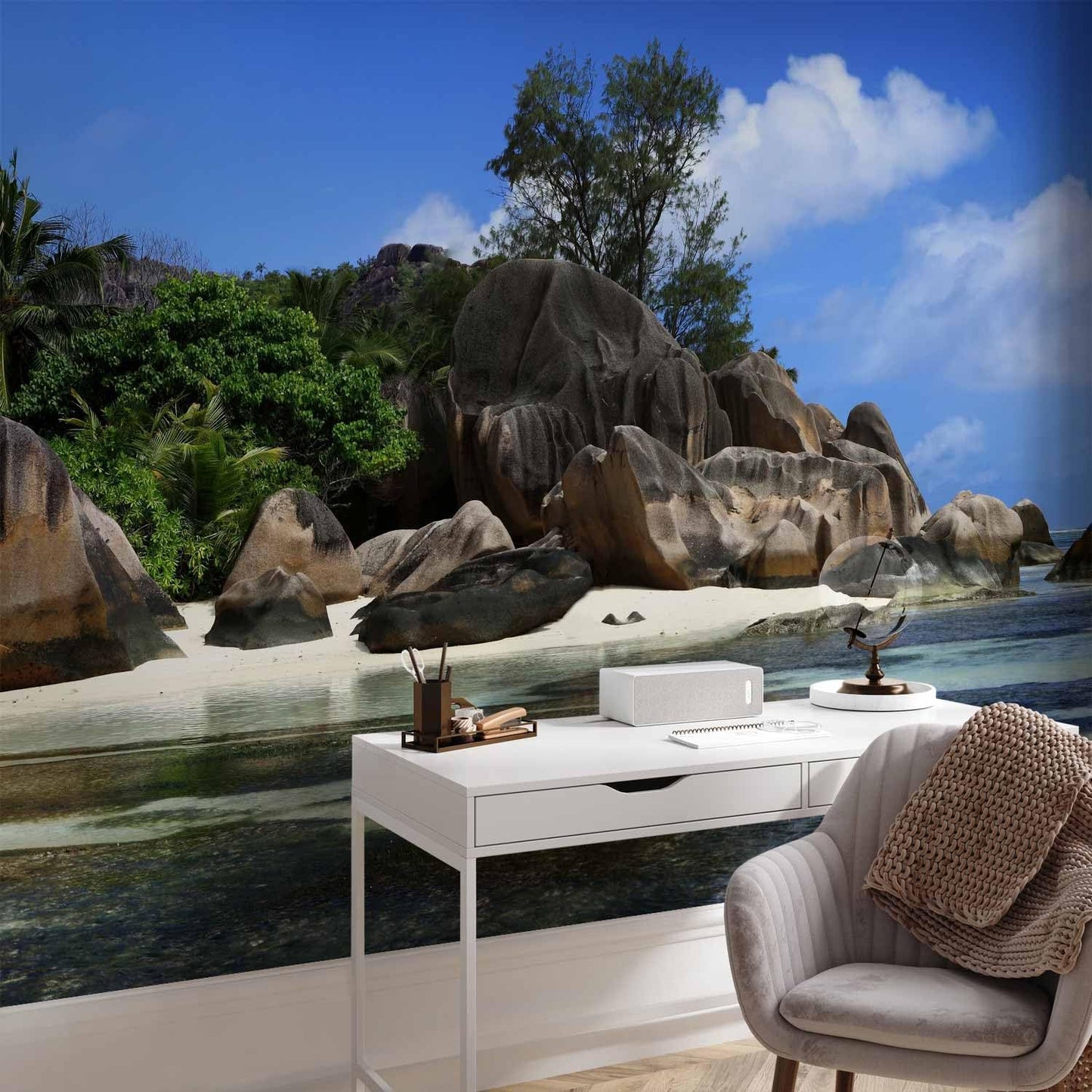 artgeist Premium Wall Mural Tropical Island 216x98 in - XXL Non-Woven Corner Wallpaper Fleece Angle Wall Decor Photo Print Picture Image Design Landscape Sea Beach Nature Palm Tree c-A-0058-a-c