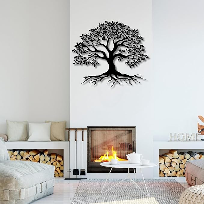 VTHTA Large Tree of Life Metal Wall Art,Tree Wall Sign for Living Room Bedroom Indoor Outdoor Garden Home Decoration (Gold, 31" Wx27 H/80x70cm, Metal Wall Art)
