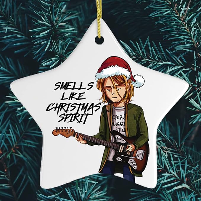 Pop Culture, Movie, and Music Themed Trendy Christmas Ornaments - Smells Like Christmas Spirit Rock and Roll Ornament (Star)