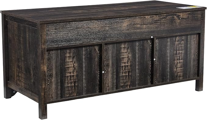 Lift Top Coffee Table with Sliding Barn Door 47.64" W Rustic Storage Coffee Tables, Wood Rectangle Center Table with Hidden Storage Compartment for Home, Office, Black