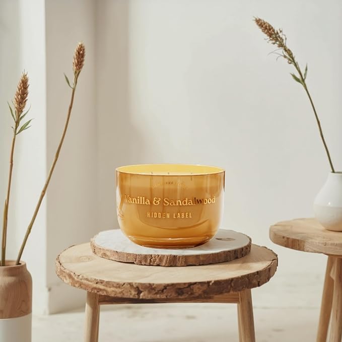 Natural Candles Non Toxic | Vanilla & Sandalwood Scented, 3 Wick Large Aromatherapy Candles for Home, 18 oz | 70 Hours Burn Time,Luxury Home Décor | Women Gift