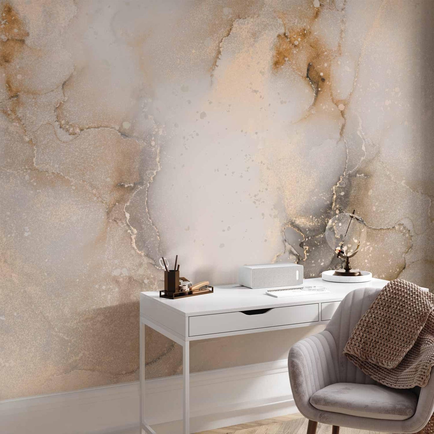 artgeist Premium Wall Mural Marble Stone 216x98 in - Non-Woven Photo Wallpaper Art Print Fleece Wall Mural Decoration Poster Picture Marble Beige f-C-10058-a-d