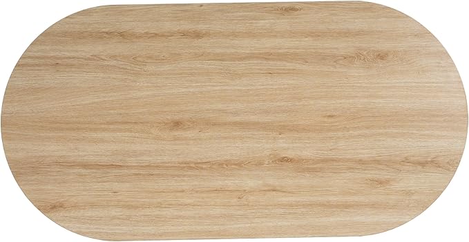 WILLIAMSPACE 47.24" Oval Coffee Table with Large Storage, Modern Luxury Wooden Drum Center Table with Round Legs for Living Room, Handcraft Accent Side Tea Table for Apartment, Natural