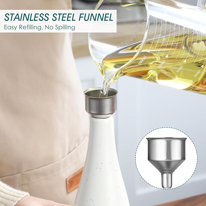 vancasso 16 Oz Ceramic Olive Oil Dispenser Bottle, Bottle Dispenser with Spout and Funnel for Kitchen,Suitable for Oil, Vinegar, Coffee Syrups & Other Liquids,Cream