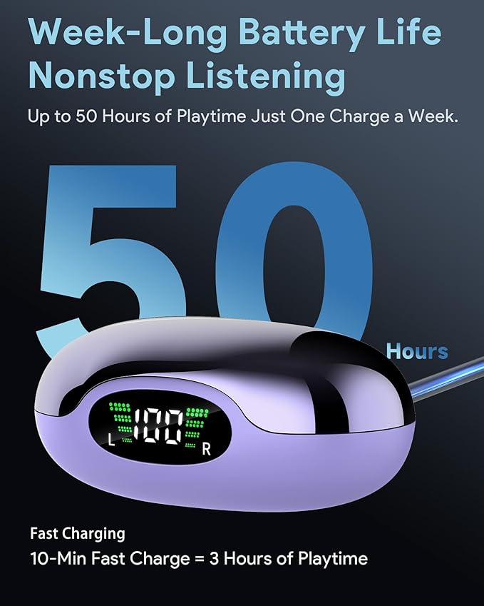 Ai Translation Earbuds Real-Time โ Ear Buds Translators Any Language, Audifonos Traductores Inglรฉs Espaรฑol, Instant Translating Earbud Devices for Live Global Conversations, Crystal Purple