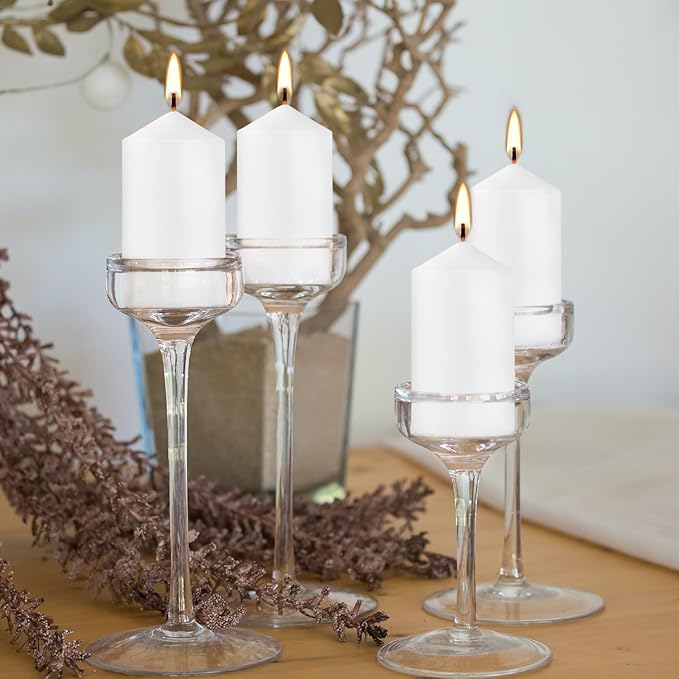 20-Piece White Taper Candles (2x4 inches) | Unscented, Dripless & Smokeless | Clean-Burning Dinner Candles for Weddings, Parties, Dinner Table Decor, Home Dining, Church Ceremonies & Celebrations