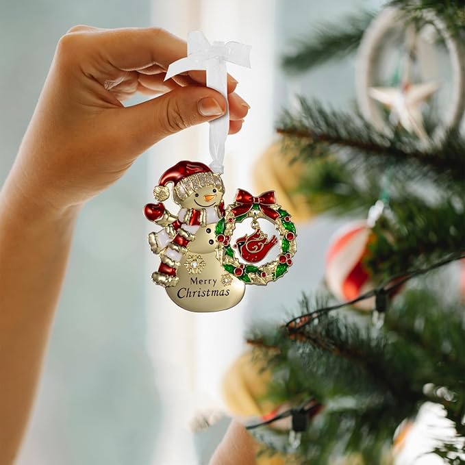 LIFE&FOOT Christmas Tree Ornaments 2025 Hanging Charm Decorative Pendant of Car Charm Holiday Keepsake Gift Home Decor (Snowman (Gold))