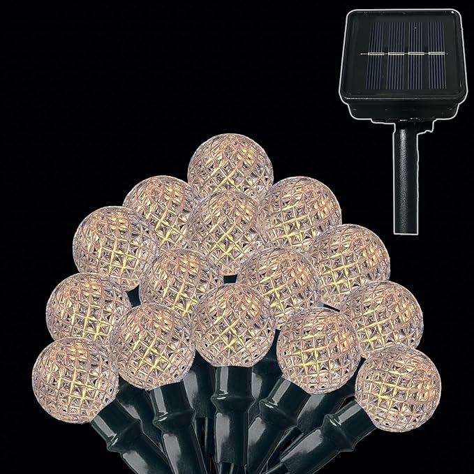 Anycosy Christmas String Lights G3, 100 LEDs Globe Solar Operated Strings Lights Warm White 8 Modes & Timer for Xmas Tree Garden Patio Outdoor Christmas Decorations (G3-100LED-Solar-Warm White)