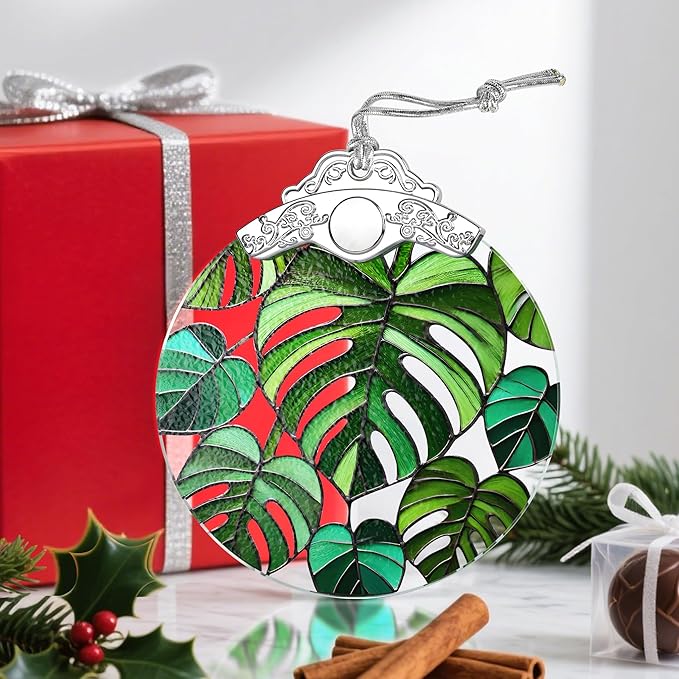 Christmas Ornaments: Stained Glass Ornament, Christmas Tree Ornament, Hanging Ornaments for Home Decor & Xmas Tree Decorations â Exquisite Holiday Decor, Gifts & Holiday Present - Monstera