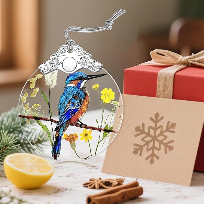 Bird Ornament, Stained Glass Christmas Decorations, Christmas Ornaments for Tree, Holiday Ornament, Gifts for Bird Lovers, Holiday Party Gifts, Gift Ideas & Xmas Gift