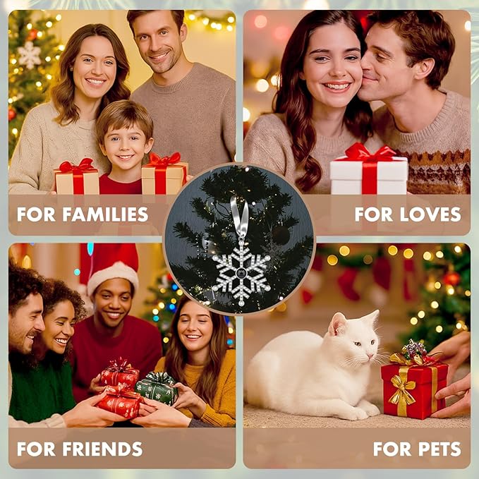 Custom Picture Ornaments, Personalized Christmas Ornaments with Photo Inside, Christmas Home Decor 2025 for Xmas Party, Memorial Christmas Ornament Gifts for Family(Angel Wings)