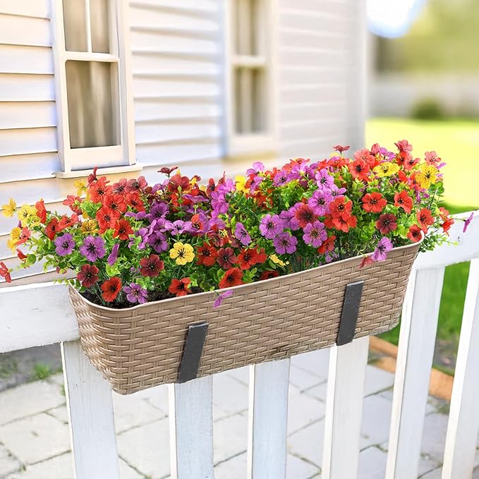 Artificial Flowers for Outdoors, 12 Bundles Multicolor Silk Fake Flower for Spring Summer Decoration, UV Resistant No Fade Artificial Outdoor Plants for Home Planter Porch Patio Yard Decor