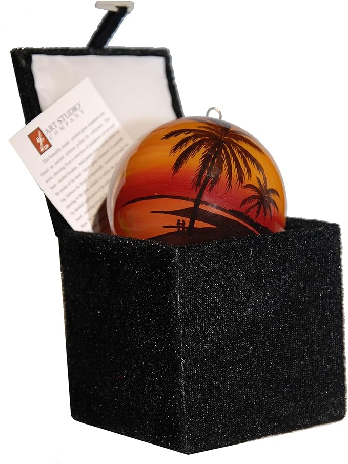Blown Glass Christmas Ornament | Sunset Palms Key West | Hand Painted Inside | Original Art | Includes Gift Box