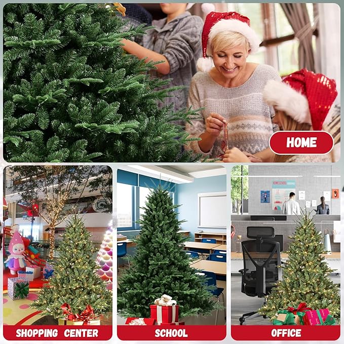 8FT Christmas Tree Simulate Nature Advanced Materials Premium Hinged Blue Spruce Artificial Douglas Firs Tree,Christmas Holiday Party Atmosphere Decoration New Year Celebration Xmas Tree