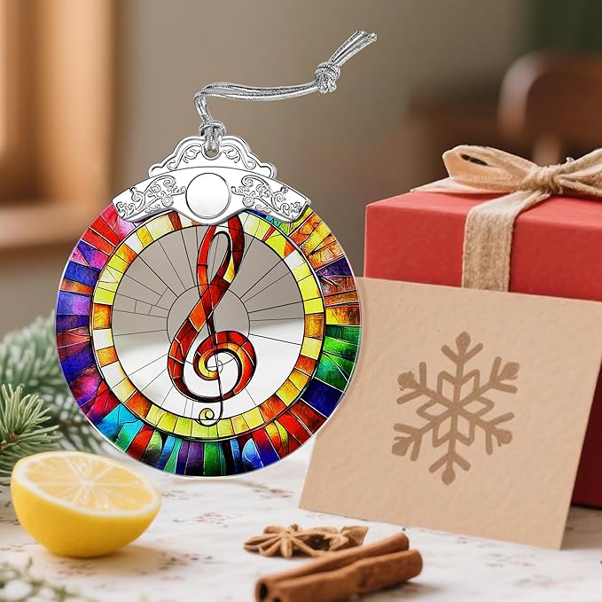Musical Ornament, Stained Glass Christmas Decorations, Christmas Ornaments for Tree, Holiday Ornament, Gifts for Musical Lovers, Holiday Party Gifts, Gift Ideas & Xmas Gift