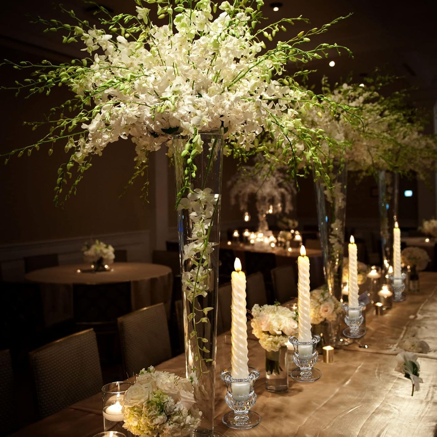 Foaincore 48 Pcs Glass Candlestick Holders Bulk 2.5 Inch Taper Candle Holders Small Ritual Candle Stand Table Centerpieces for Wedding Christmas Valentine's Festival Party Dining Decorations