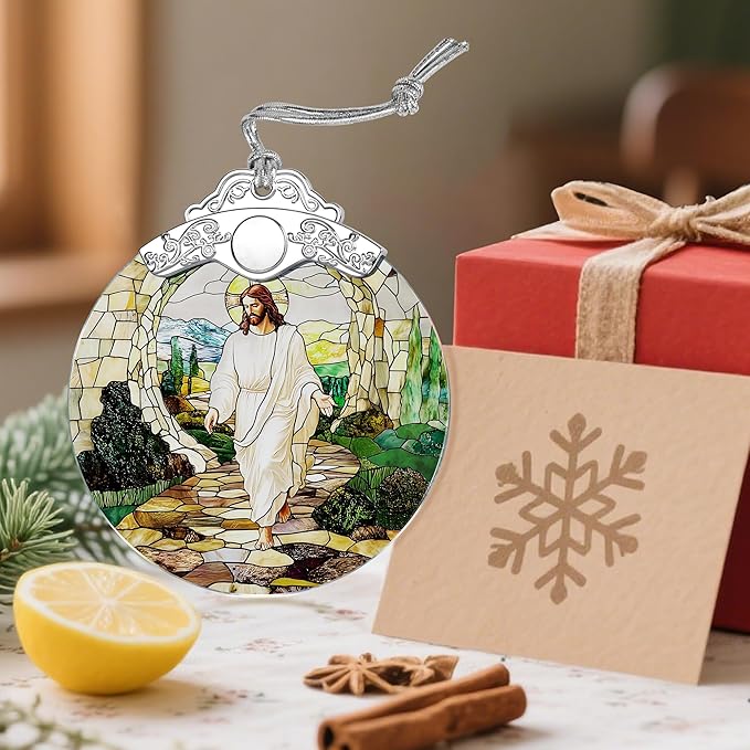 Religious Christmas Ornaments, Stained Glass Jesus Ornament, Christmas Tree Ornaments, Holiday Decorations, Christian Gifts, Religious Gift, Holiday Party Gifts, and Xmas Gift Ideas - Jesus