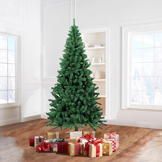 PLKO 7FT Artificial Holiday Christmas Tree,Artificial Christmas Tree Xmas Pine Tree with Stand and Soft Green Branch for Holiday Indoor Outdoor,1020Tips(Green)