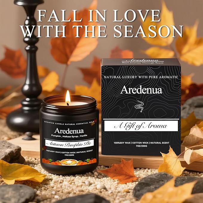 Amber Pumpkin Candles – Warm Holiday Pumpkin Scent, Hand-Poured Soy Candles for Winter Home Décor, Cozy Christmas Seasonal Candle Gift