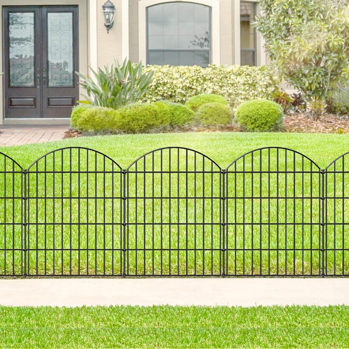 Metal Garden Fence 36in (H) x 18.7ft (L), 8 Panels +9 Stakes Dog Fence Border Fence Animal Barrier, No Dig Garden Fencing for Yard Flower Bed Lawn Patio Outdoor,CTW3608 Black