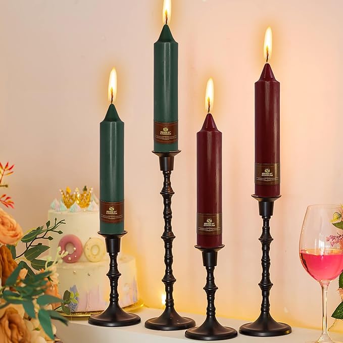 7 Inch Taper Candles Candle Sticks Handmade Unscented Set of 4 Smokeless Long Burning Dripless Tapered Candle for Christmas Home Decoration(Red Green)