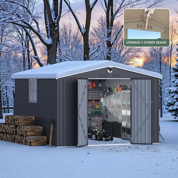 10x12 FT Metal Storage Shed with Window,Outdoor Storage Building,Large Backyard Sheds,Waterproof Outside Storage Sheds