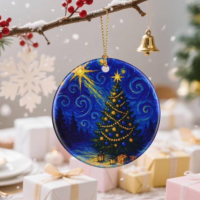 Starry Night Ornament – Christmas Ornament, Christmas Tree Decor, & Perfect Holiday Decor | Art Lover Gift, Gifts for Friends and Family - Xmas Tree 