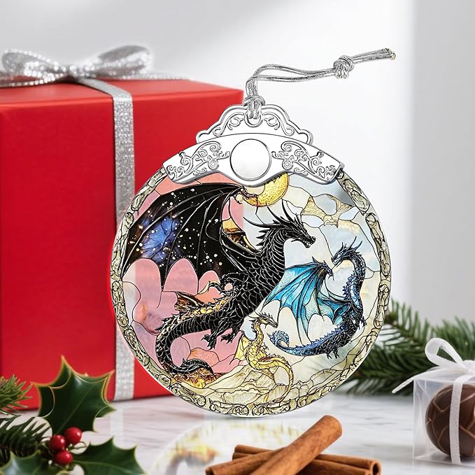Christmas Ornaments: Stained Glass Ornament, Christmas Tree Ornament, Hanging Ornaments for Home Decor & Xmas Tree Decorations â Exquisite Holiday Decor, Gifts & Holiday Present - Dragon