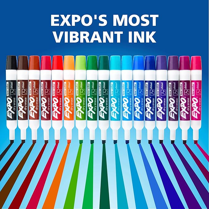 EXPO Dry Erase Markers, Low Odor Ink, Assorted Fashion Colors, Chisel Tip, 40 Count - Whiteboard, Essential Supplies for Office, School, Classroom, Teachers