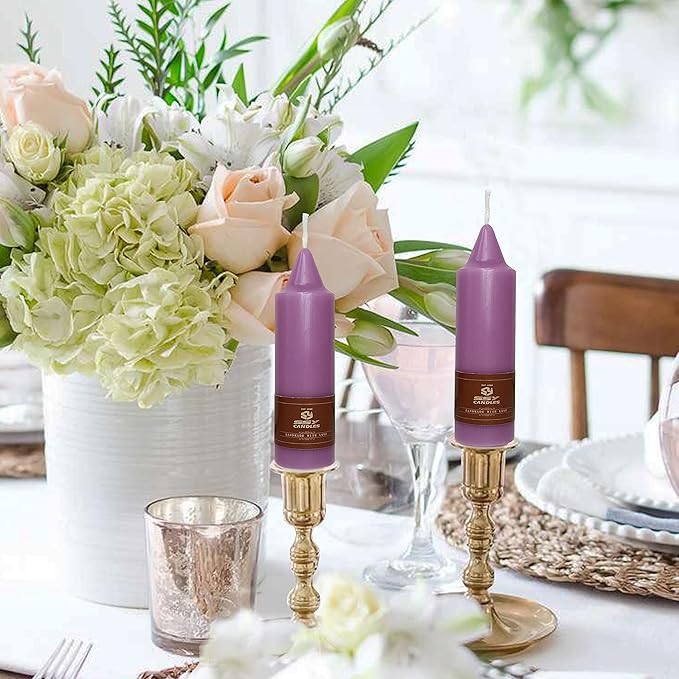 5 Inch Taper Candles Twisted Candlesticks Handmade Unscented Candles Set of 4 Candle Sticks Spiral Candles for Wedding Home Decor Bohemia (Plum Purple)