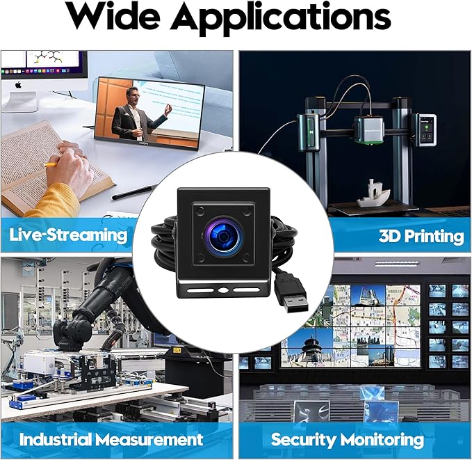 SVPRO 5MP 30FPS USB Camera IMX335 Sensor Fisheye Webcam for 3D Printer, Laser Engraver, Machine Vision, Industrial Camera, Security Monitoring(M12 Lens, USB Plug & Play for Windows/Mac/Linux/Android)