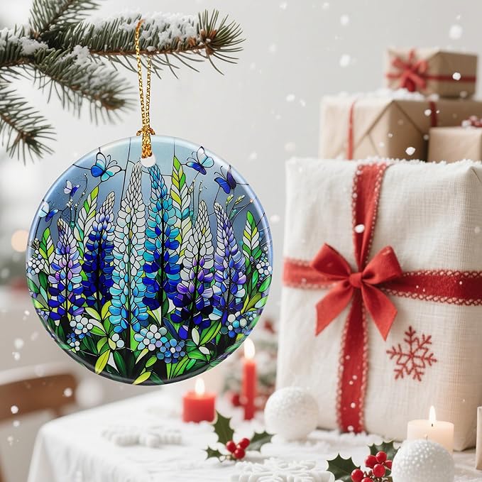 Vibrant Lupine & Butterfly Christmas Ornaments: Christmas Decorations for Tree & Holiday Decor – Holiday Presents, Gift Ideas for Friends, Coworker, Family, Gardener, Teacher, and Neighbor. 