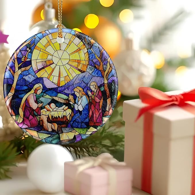 Nativity Scene Ornament: Christmas Ornaments, Religious Christmas Decorations for Tree, Catholic Ornament & Christian Holiday Decor | Religious Gifts, Christian Gifts - Design B