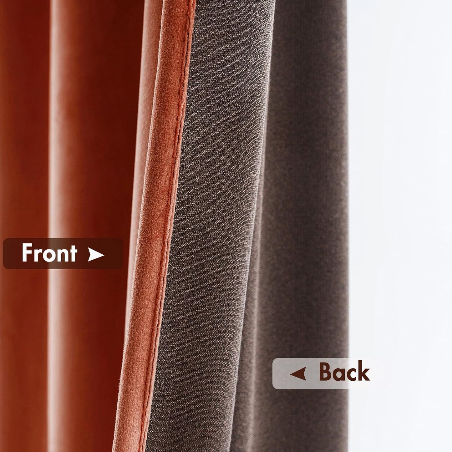 MIULEE Burnt Orange Velvet Curtains Thermal Insulated Blackout Curtain Fall Drapes for Bedroom Living Room Darkening 84 Inches Long Rust Terracotta Panels Rod Pocket Set of 2