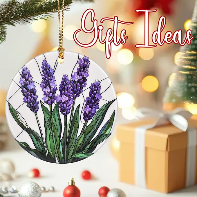 Flower Hanging Ornament, Christmas Ornaments, Xmas Decorations for Tree, Ornaments for Christmas Tree, Holiday Ornament, Flower Themed Gifts, Holiday Party Gifts, Xmas Gift Ideas - Lavender